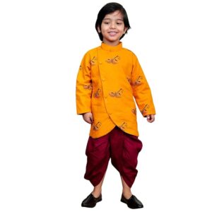 POLKA TOTS Elegant Traditional Dhoti Kurta Set for Baby Boys – Soft Cotton Ethnic Dress for Festivals – Comfortable Indian Outfit for Infants & Toddlers