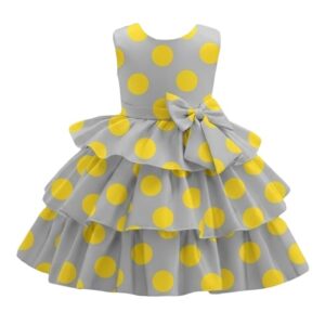 A.T.U.N. (ALL THINGS UBER NICE) Baby Girls Tiered Knee-Length Polka Dot Dress | Sleeveless Gathered Party Style Outfit with Bow Detail | Cute Stylish Dress for Infants