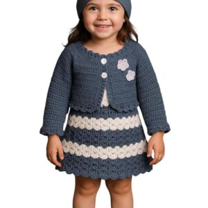 Handmade New Born Baby Frock Midi/Knee Length for Girls Dress with Jacket Cap & Shoes Wedding Birthday Party Baby Showers 0-24 Months