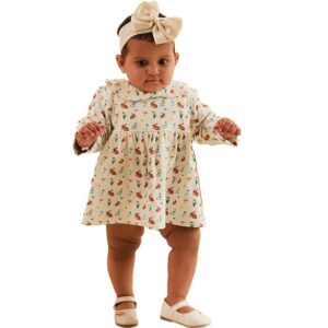 Bunny Meadow Dress for Baby - Soft, Breathable Organic Cotton with Playful Bunny & Blossom Print - Perfect for Twirls, Giggles and Picture-Perfect Moments