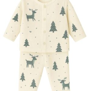 BABY STATION Baby Boys & Girls Muslin Cotton Night Suit Set – Full Sleeves Shirt & Pajama with Cute Print – Soft & Breathable Sleepwear for Newborns & Infants